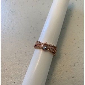 aquamarine March Birthstone rose gold ring 8 triple band